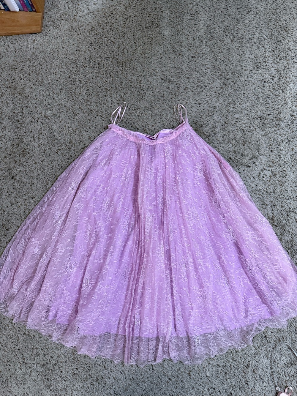 Whimsical Lavender Floral Lace Vintage-Inspired Midi Skirt